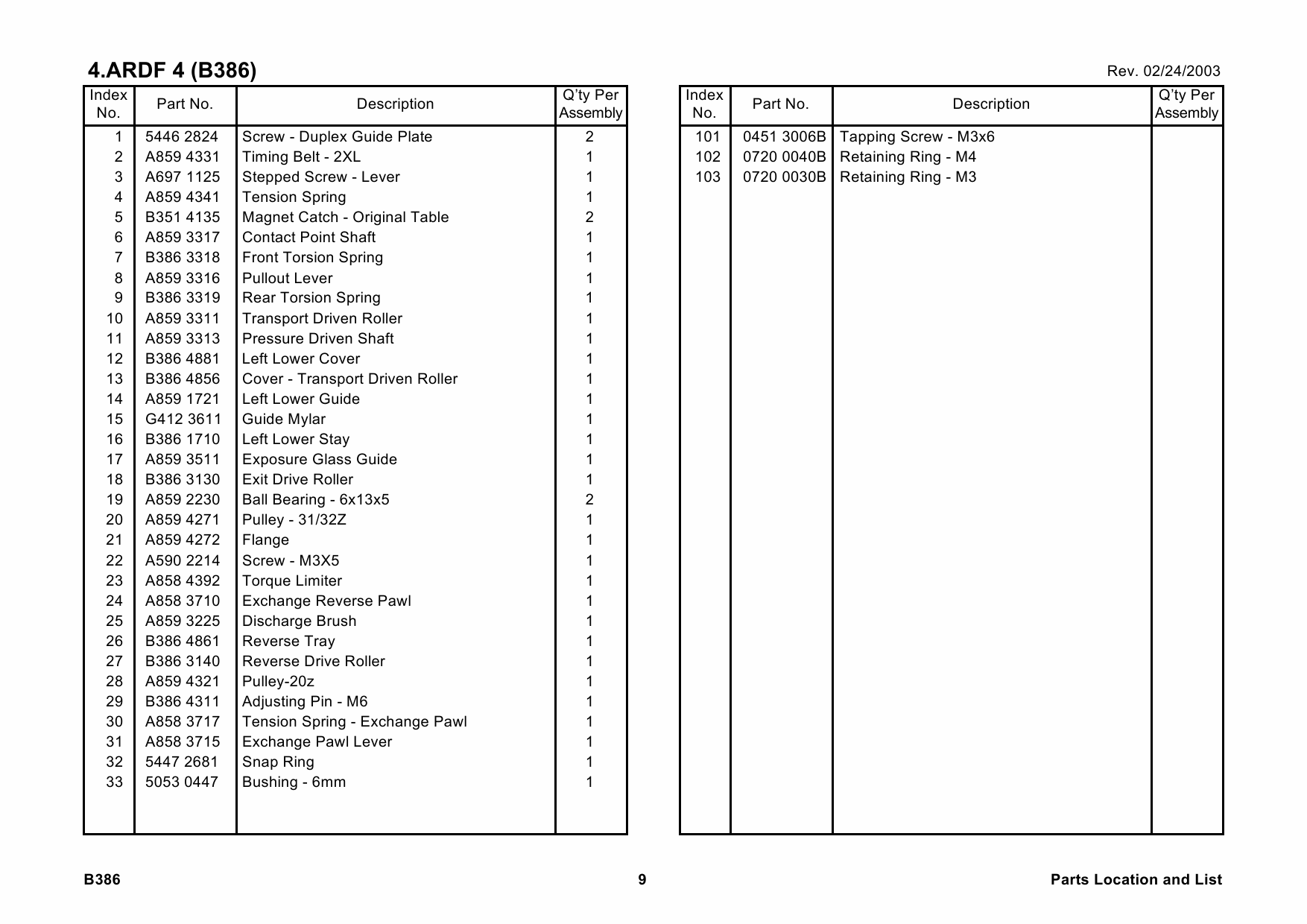 RICOH Options B386 AUTO-REVERSE-DOCUMENT-FEEDER Parts Catalog PDF download-6